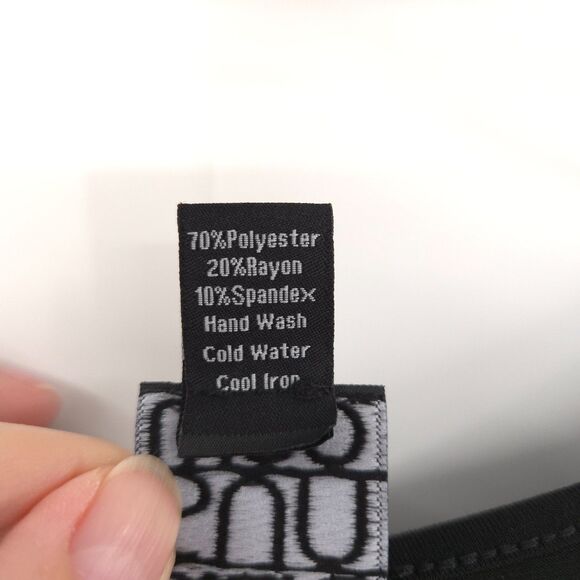 Clara Sun Woo long sleeve tunic top Size 1X stretch knit jersey black - Picture 5 of 6